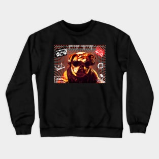 DJ BULLDOG VIBING TO MUSIC WITH MUSIC ELEMENTS AND GRID. Crewneck Sweatshirt